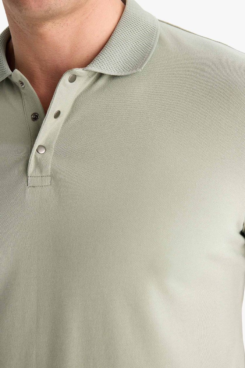 رجال كاكي فاتح تيشيرت بولو بيكة سليم فيت بياقة بولو