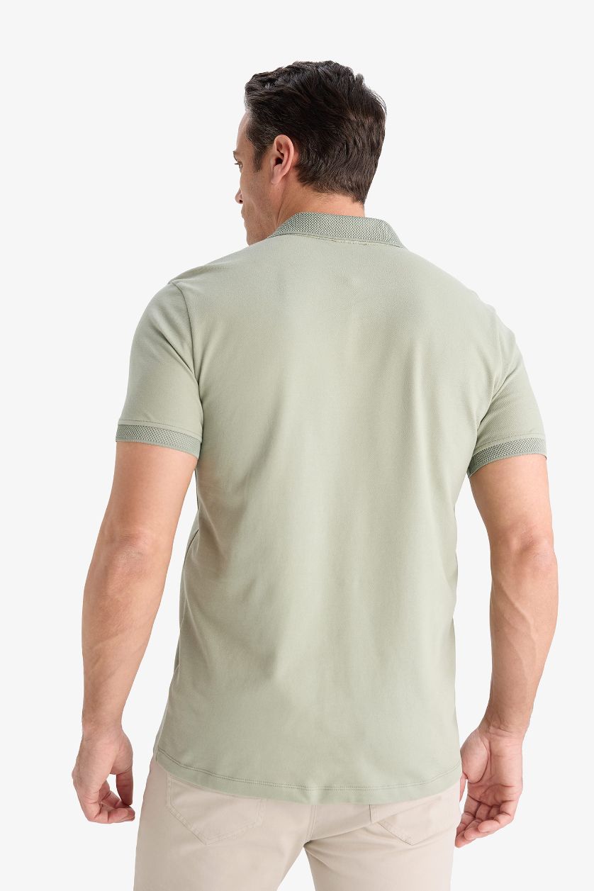 رجال كاكي فاتح تيشيرت بولو بيكة سليم فيت بياقة بولو