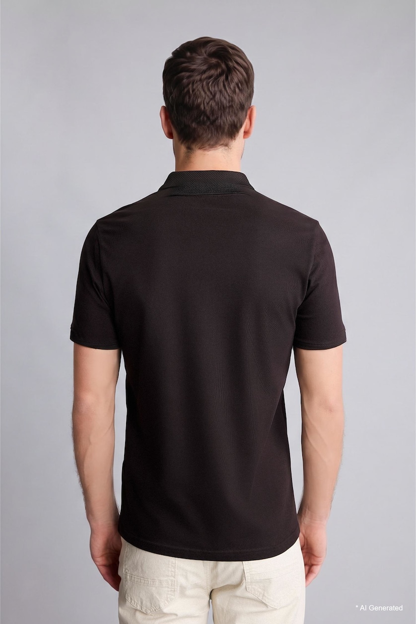Men Brown Slim Fit Polo Collar Pique Short Sleeve Polo T-Shirt
