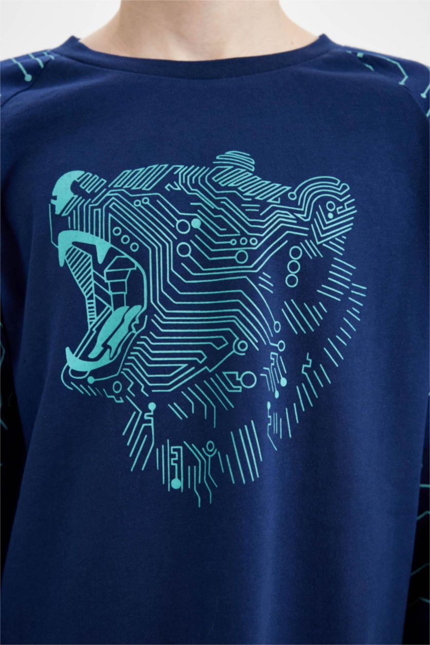 أولادي كحلي طقم بيجاما كحلي اولادي قصة عادية - قطعتين