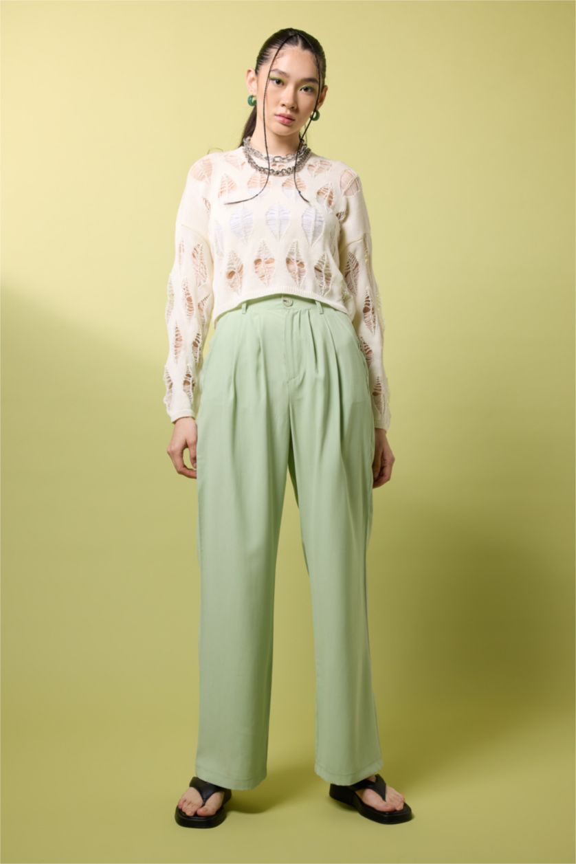 FEMME Bleu Pantalon Jambes larges