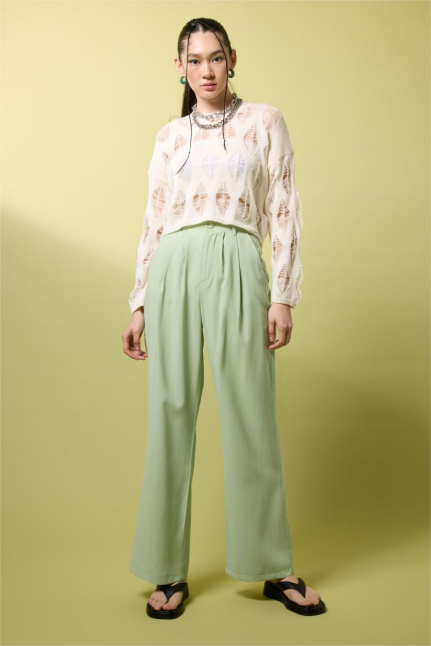 FEMME Bleu Pantalon Jambes larges