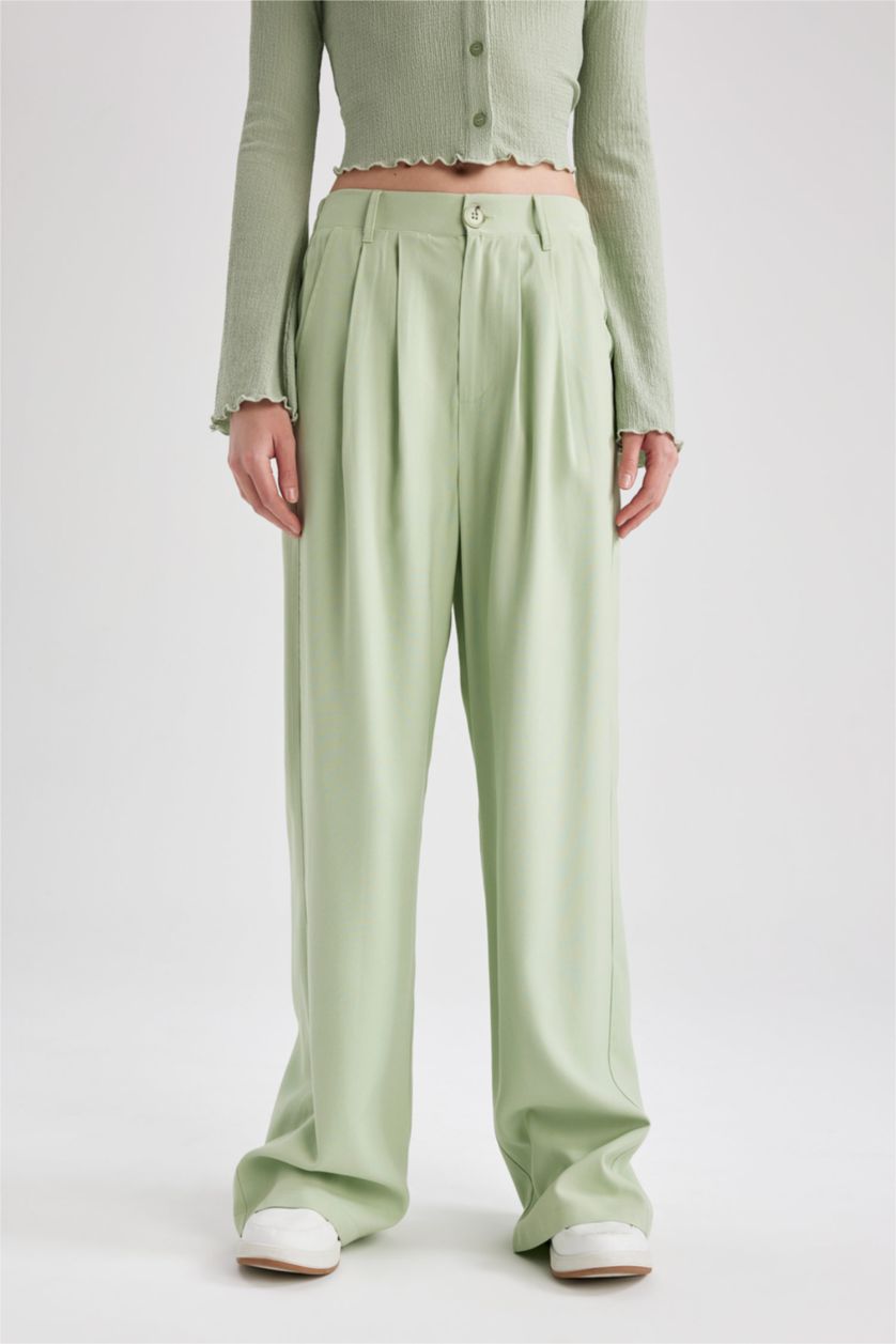 FEMME Bleu Pantalon Jambes larges