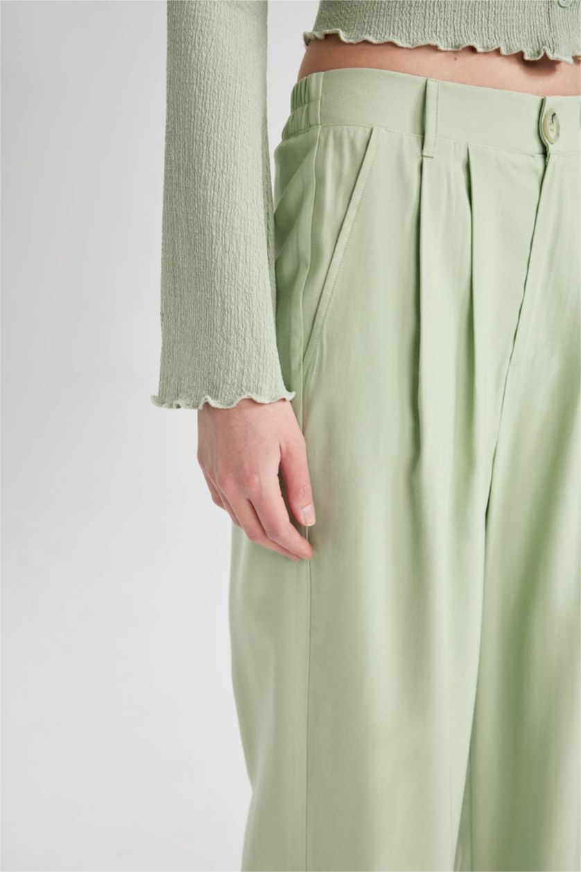 FEMME Bleu Pantalon Jambes larges