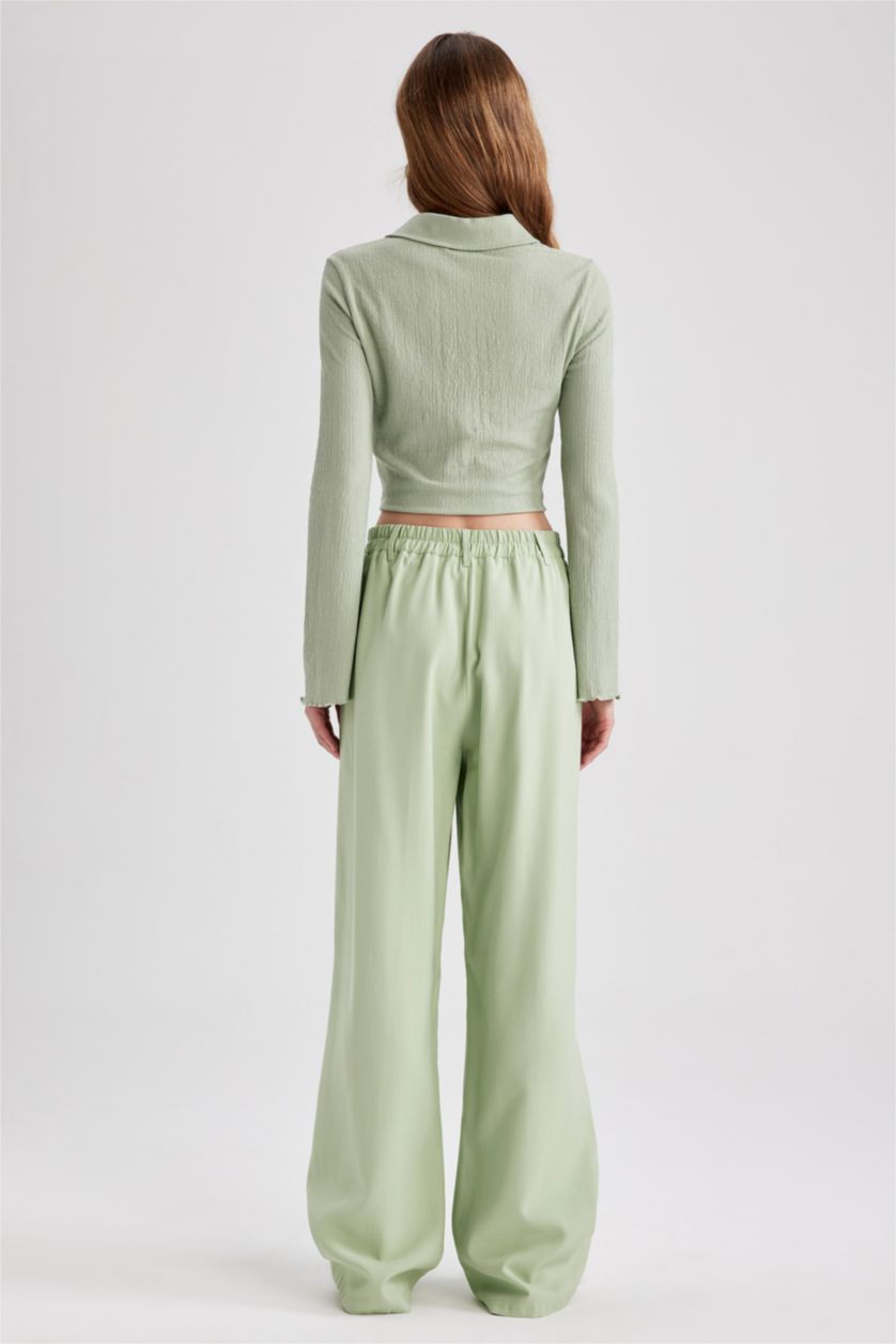 FEMME Bleu Pantalon Jambes larges