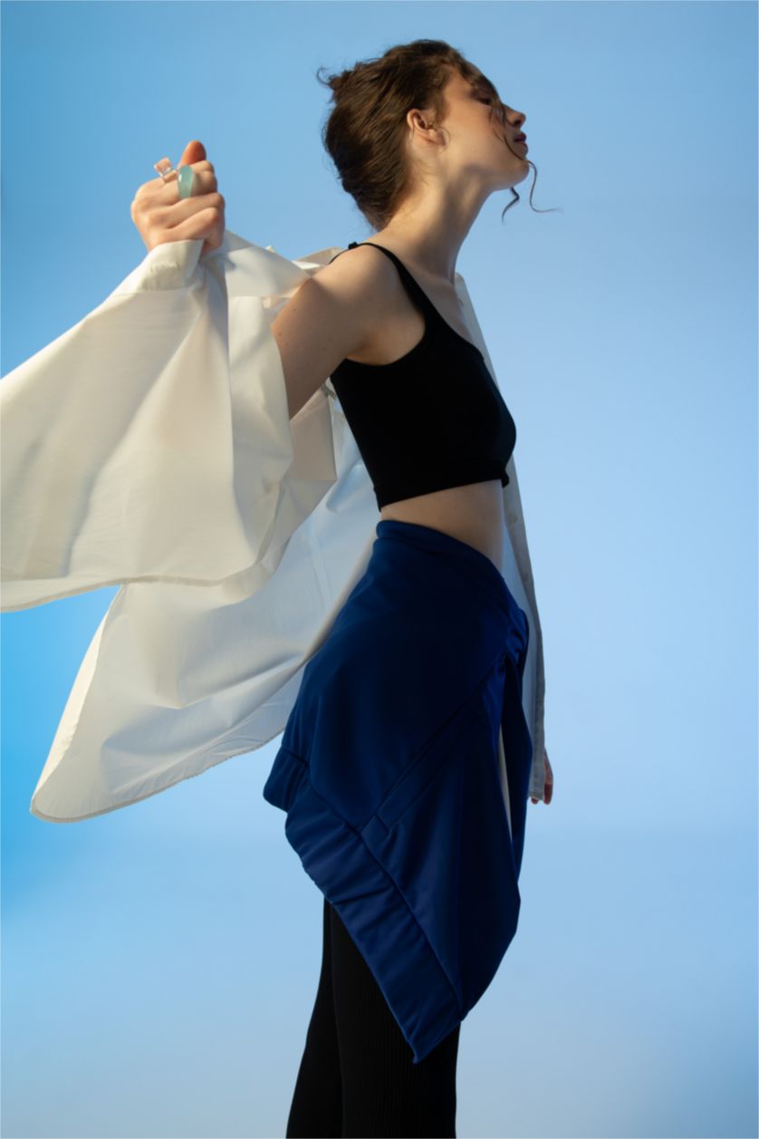 FEMME Blanc Tunique À Manches Longues Popeline Coupe Oversize Col De Chemise