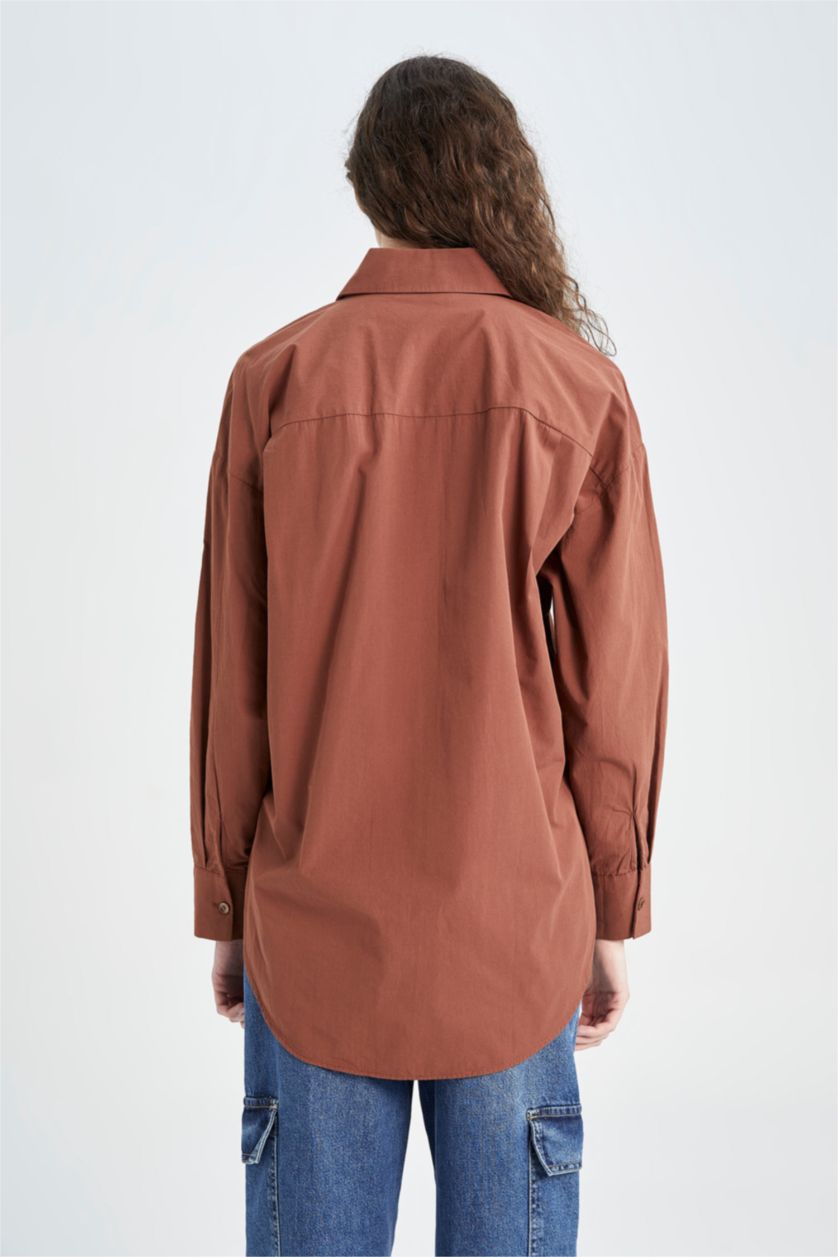 حريمي بني تونيك قطن اوفر سايز كم طويل