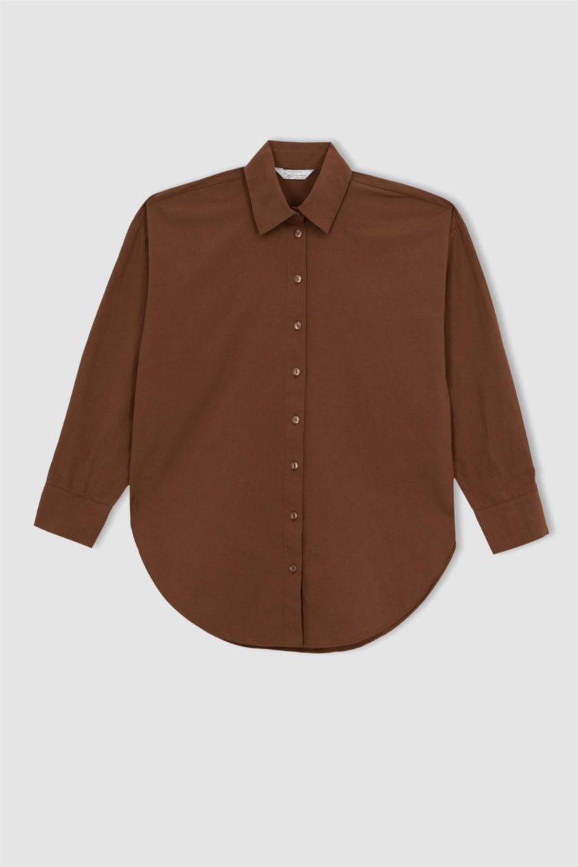 حريمي بني تونيك قطن اوفر سايز كم طويل