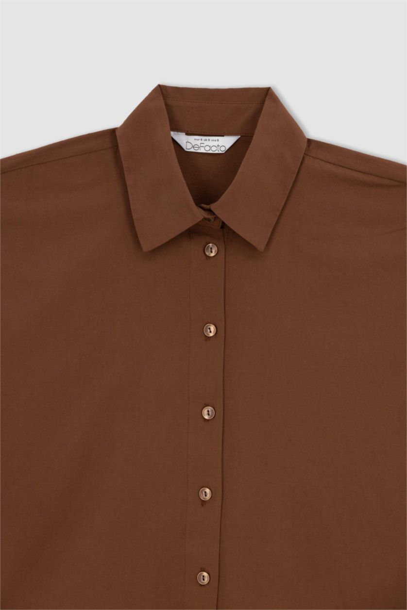 حريمي بني تونيك قطن اوفر سايز كم طويل