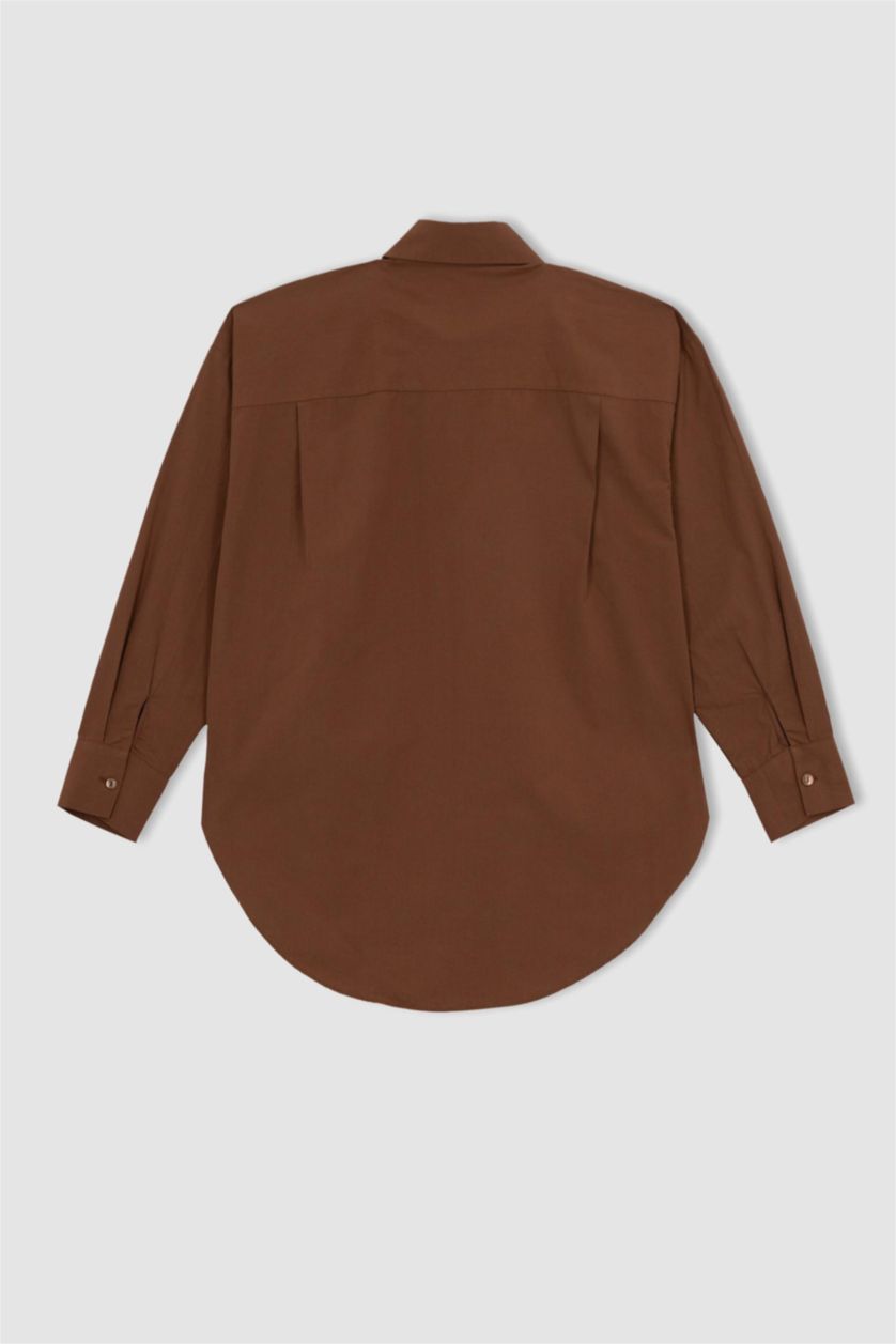 حريمي بني تونيك قطن اوفر سايز كم طويل