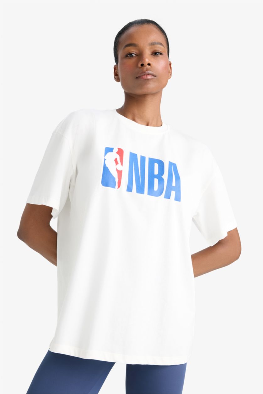 Women White Oversize Fit Short Sleeve T-Shirt