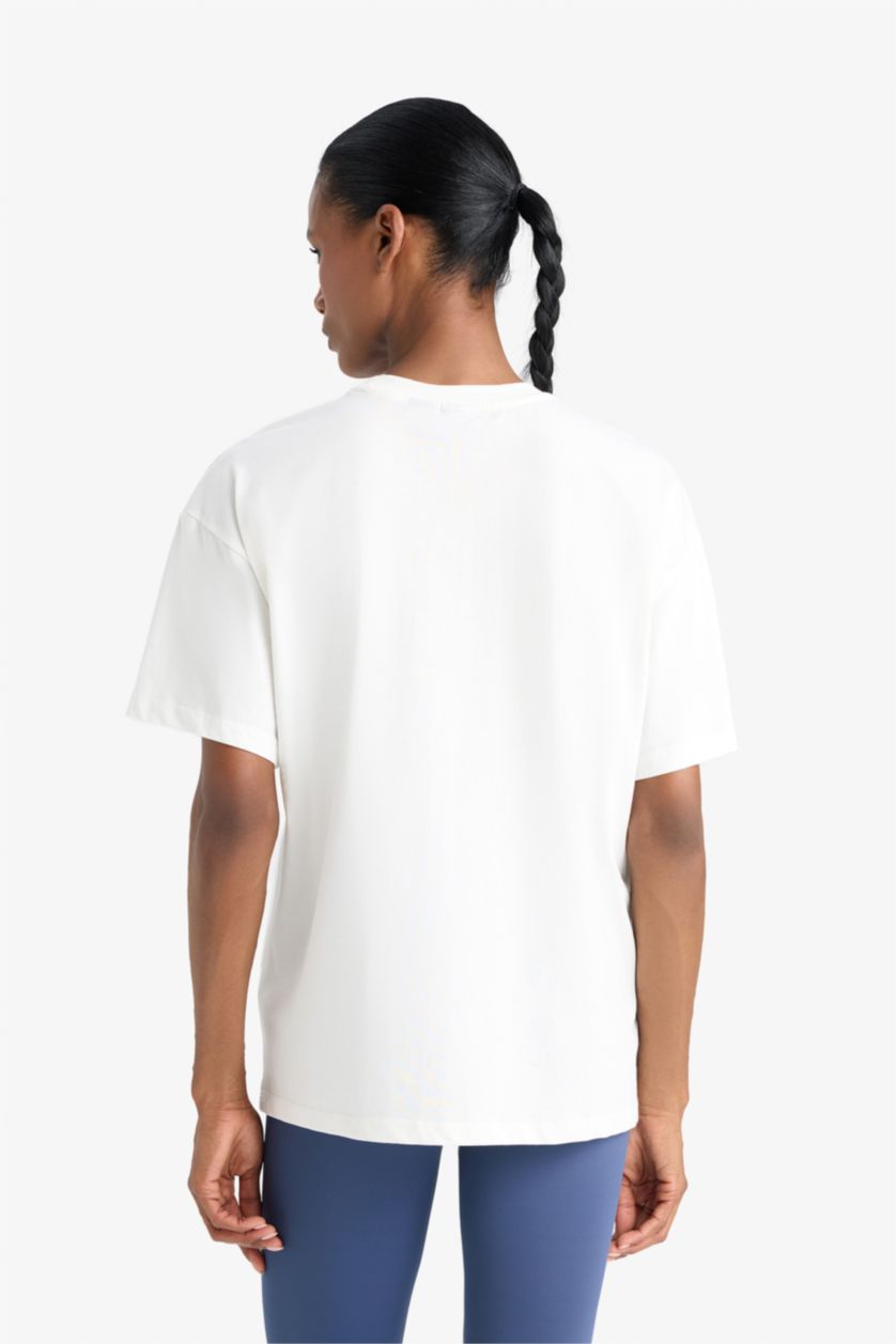 Women White Oversize Fit Short Sleeve T-Shirt
