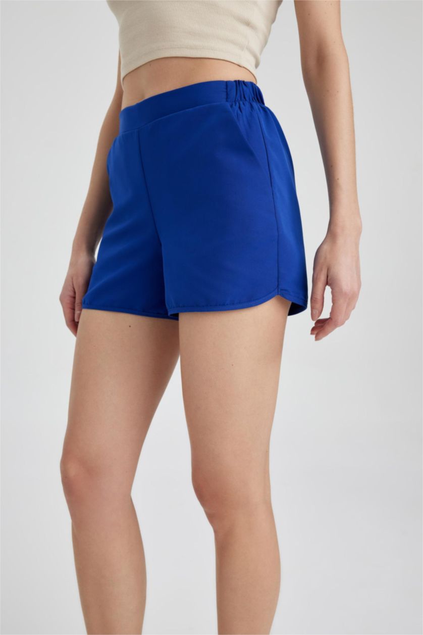 حريمي أزرق فاقع شورت بحر قصة عادية