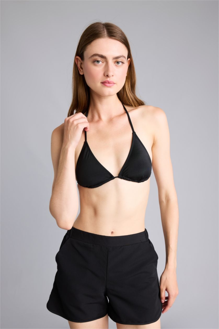 Kadın Siyah Regular Fit Deniz Şortu