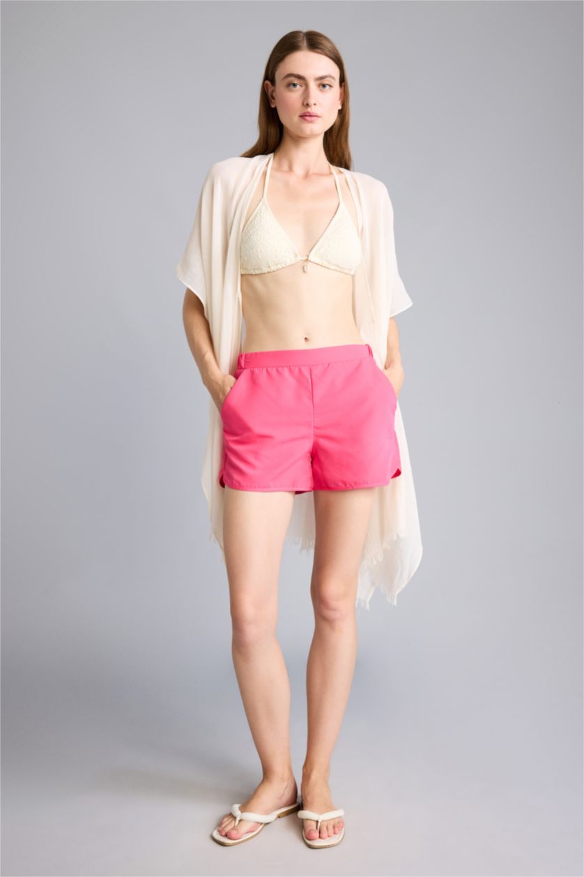 WOMAN Dark Pink Fall in Love Regular Fit Swim Shorts