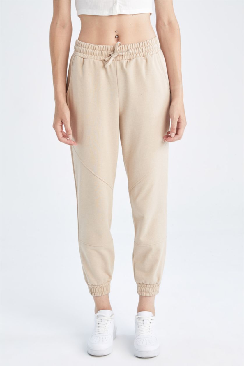 WOMAN Beige Melange Jogger Standard Fit Trousers