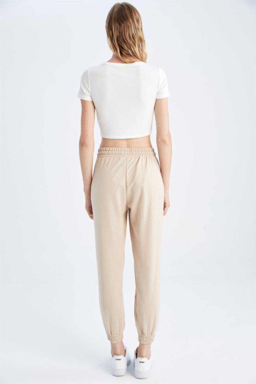 WOMAN Beige Melange Jogger Standard Fit Trousers