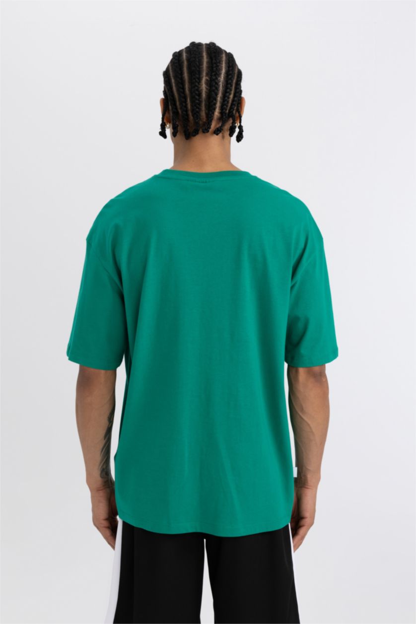 HOMME Vert T-Shirt Oversize Imprimé Manches Courtes Col Rond de NBA Boston Celtics DefactoFit