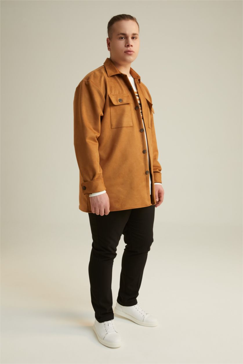 HOMME Marron Veste-chemise coupe classique en daim