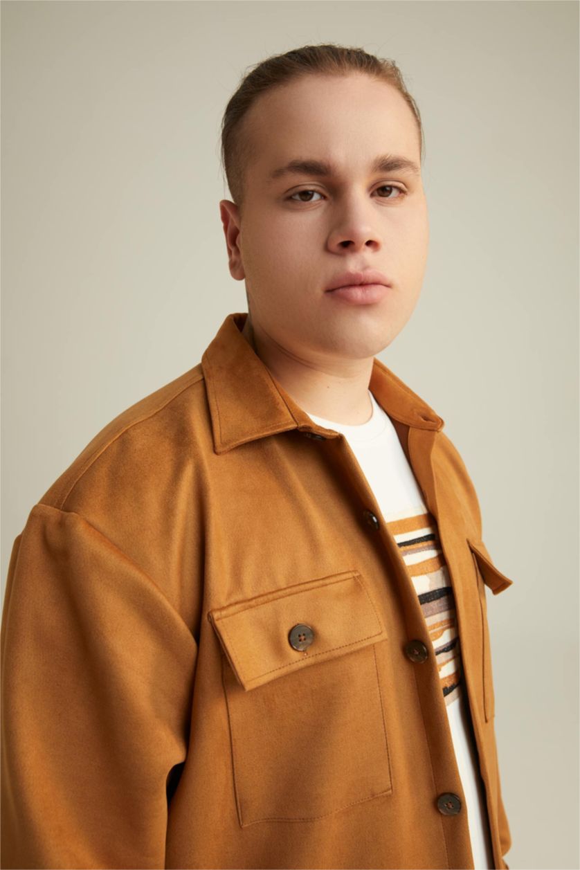 HOMME Marron Veste-chemise coupe classique en daim