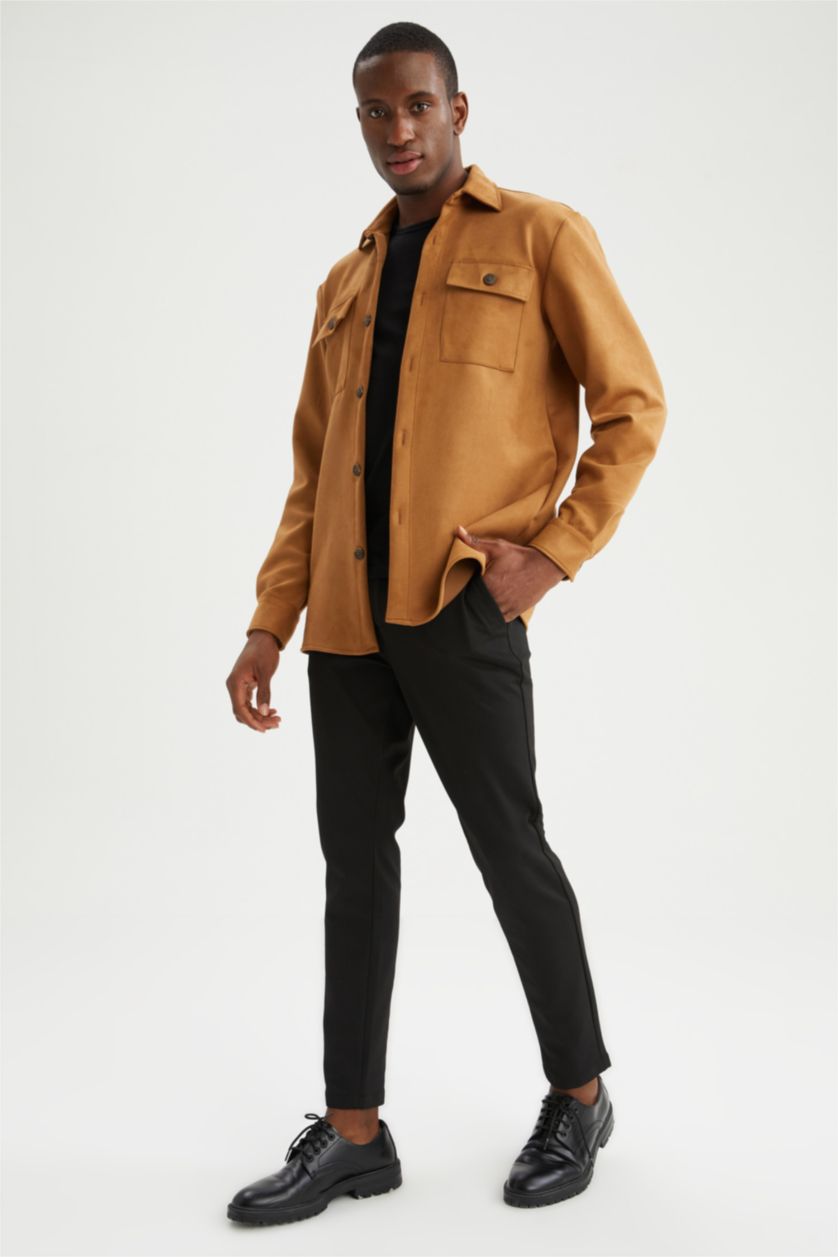 HOMME Marron Veste-chemise coupe classique en daim