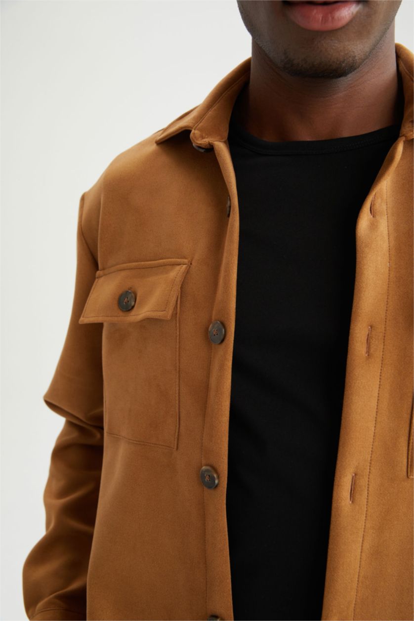 HOMME Marron Veste-chemise coupe classique en daim