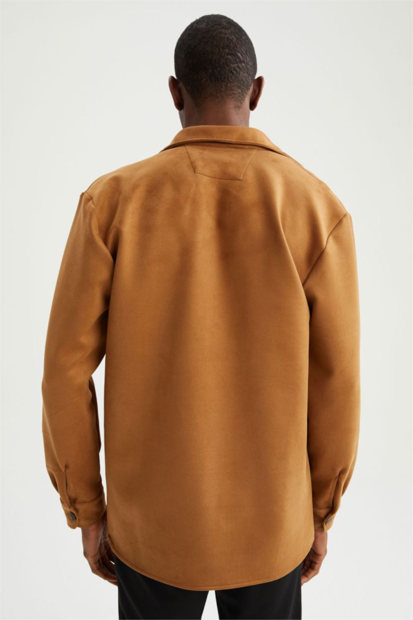 HOMME Marron Veste-chemise coupe classique en daim