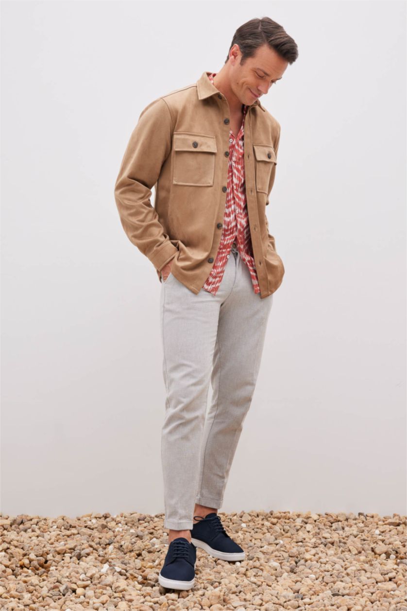 HOMME Beige Foncé Veste chemise en daim coupe classique