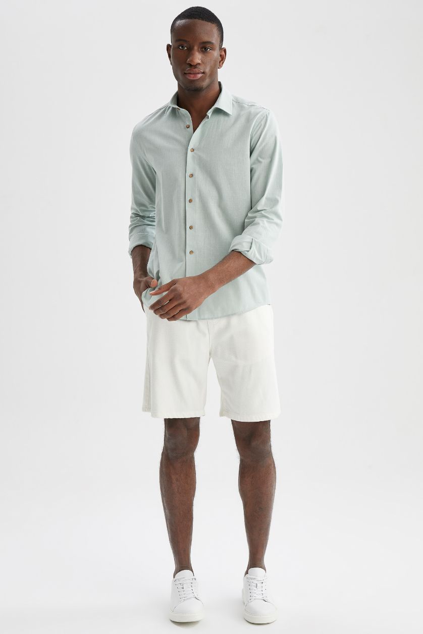 HOMME Bleu Chemise à manches longues classique coupe moderne