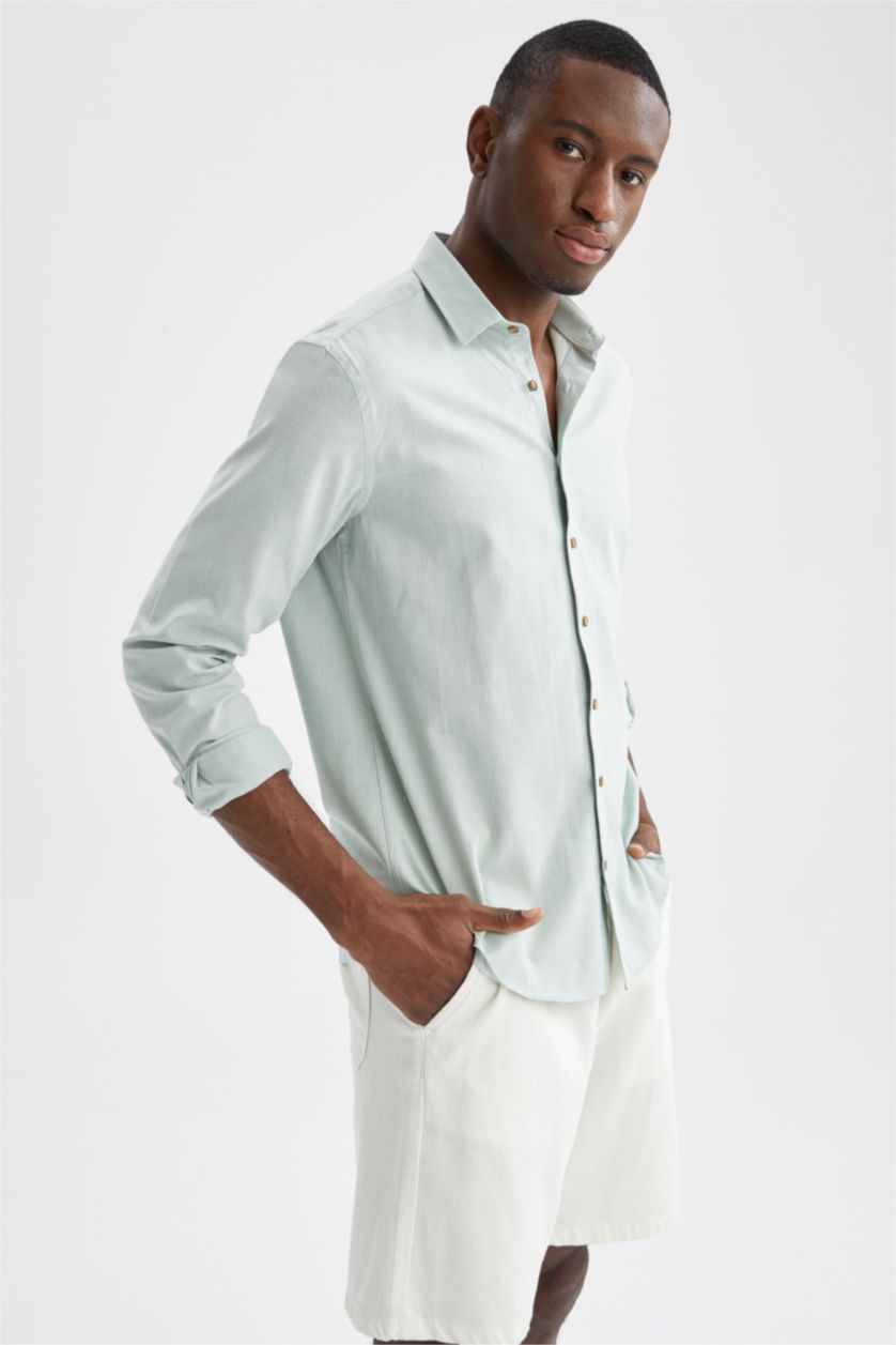 HOMME Bleu Chemise à manches longues classique coupe moderne