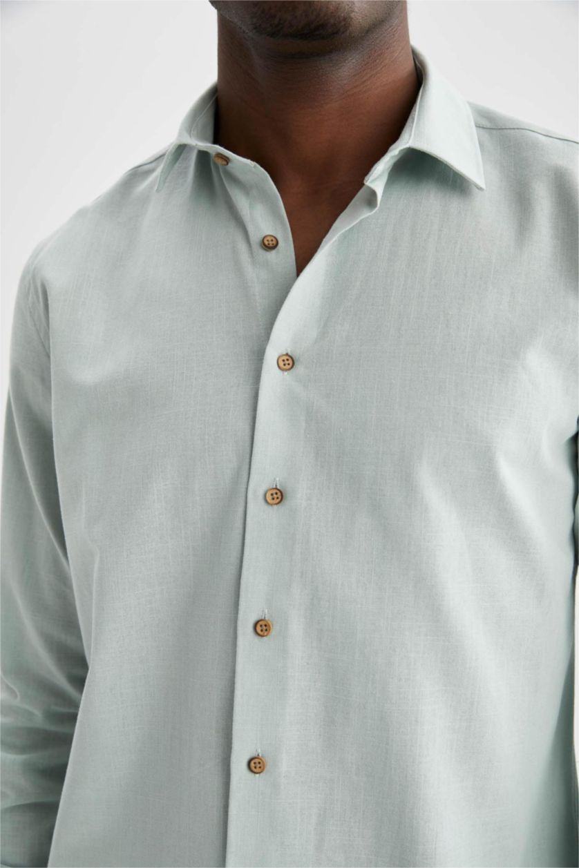 HOMME Bleu Chemise à manches longues classique coupe moderne