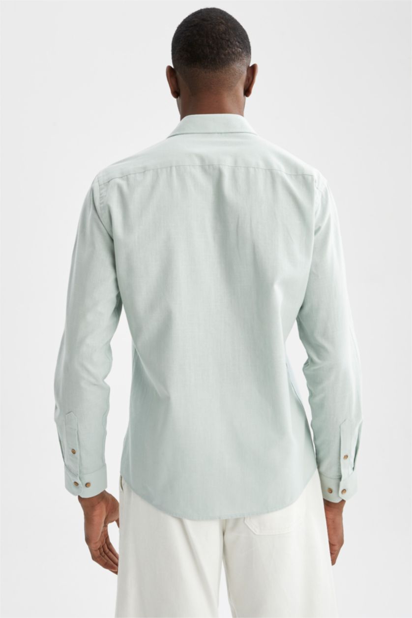 HOMME Bleu Chemise à manches longues classique coupe moderne