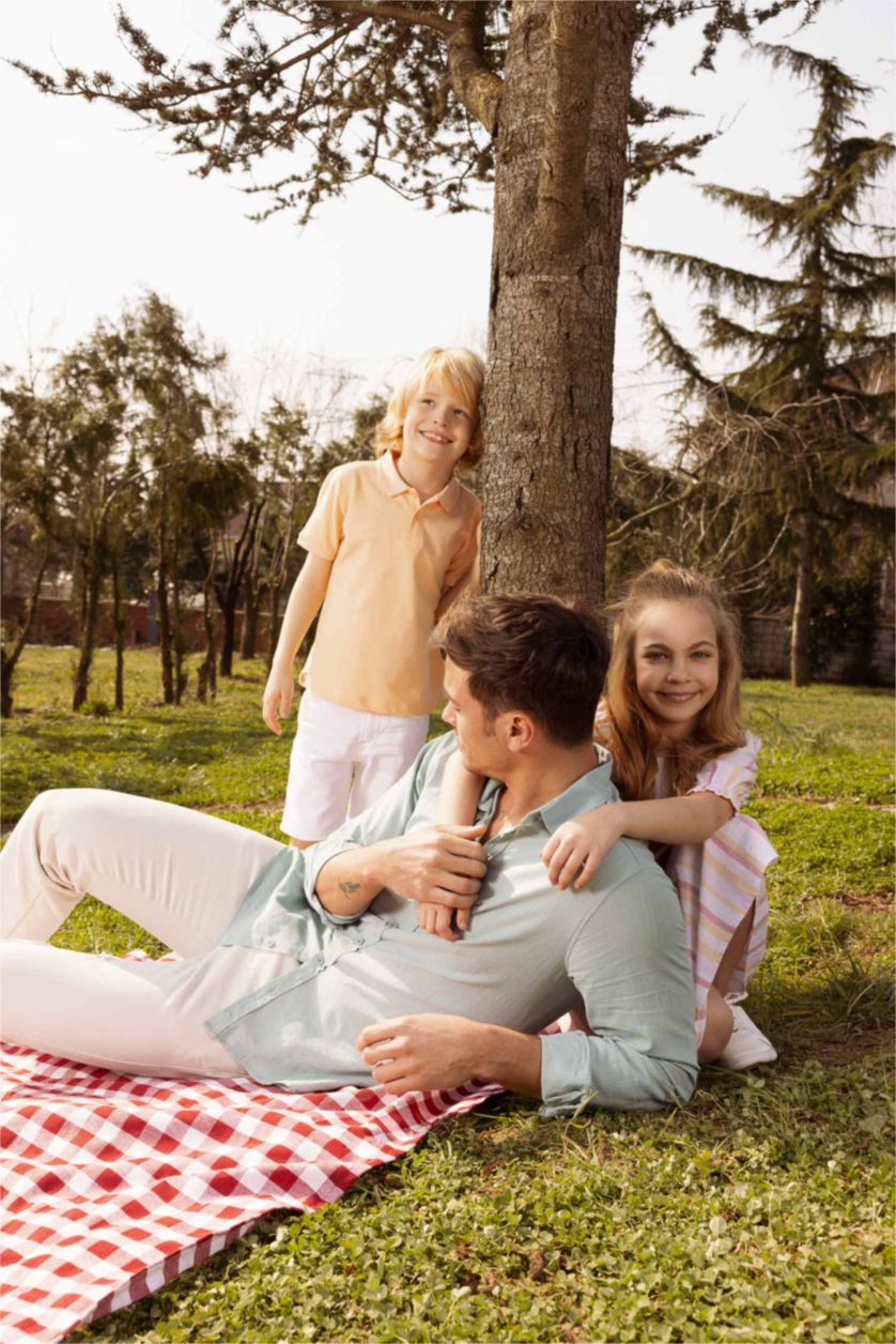 HOMME Bleu Chemise à manches longues classique coupe moderne