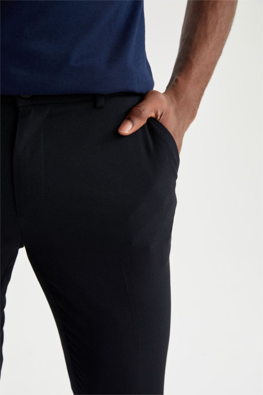 HOMME Gris Clair Pantalon chino en tissu coupe ajustée