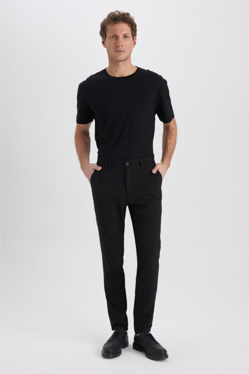 MAN Black Tailored Regular Fit Trousers