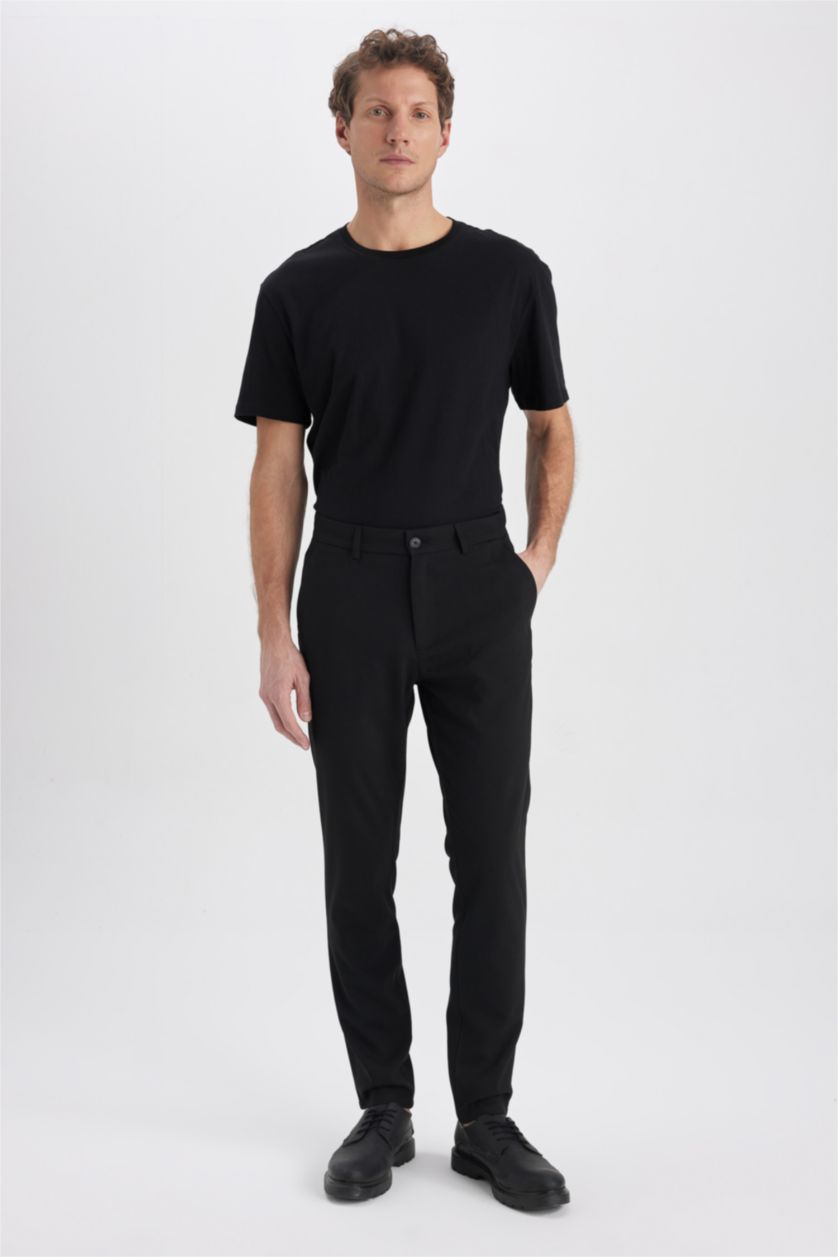 MAN Black Tailored Regular Fit Trousers