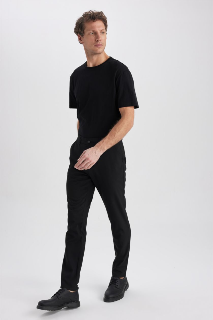 MAN Black Tailored Regular Fit Trousers