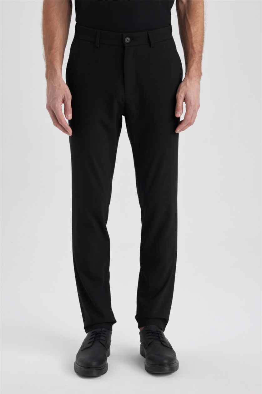 MAN Black Tailored Regular Fit Trousers