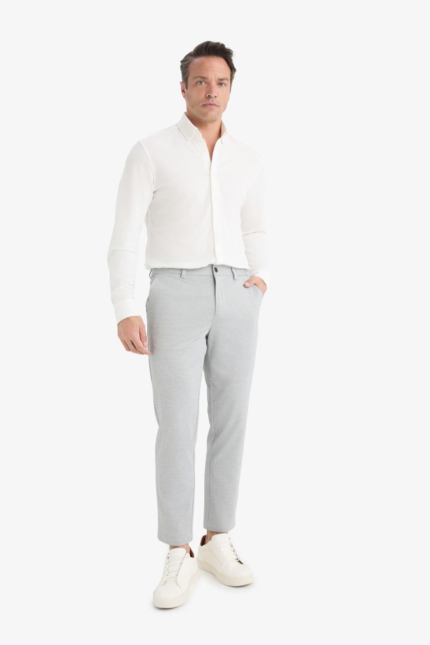 Erkek Gri Melanj Jogger Düz Paça Her Yöne Esneyen Kumaş Pantolon