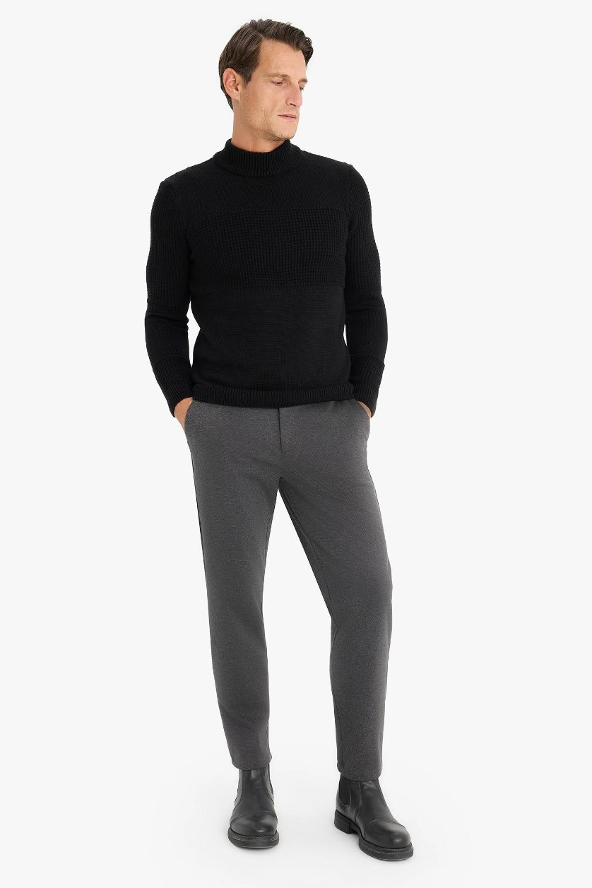 Man Anthracite Basic Straight Leg Summer Fabric Jogger Pants