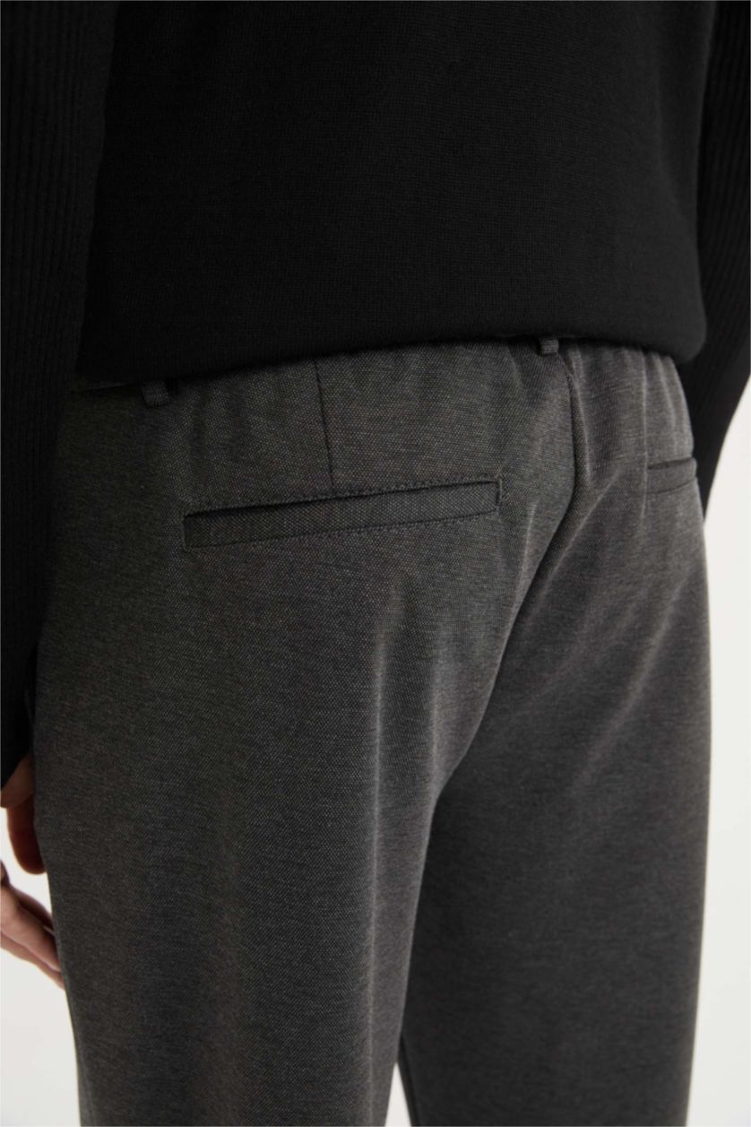 Man Anthracite Basic Straight Leg Summer Fabric Jogger Pants