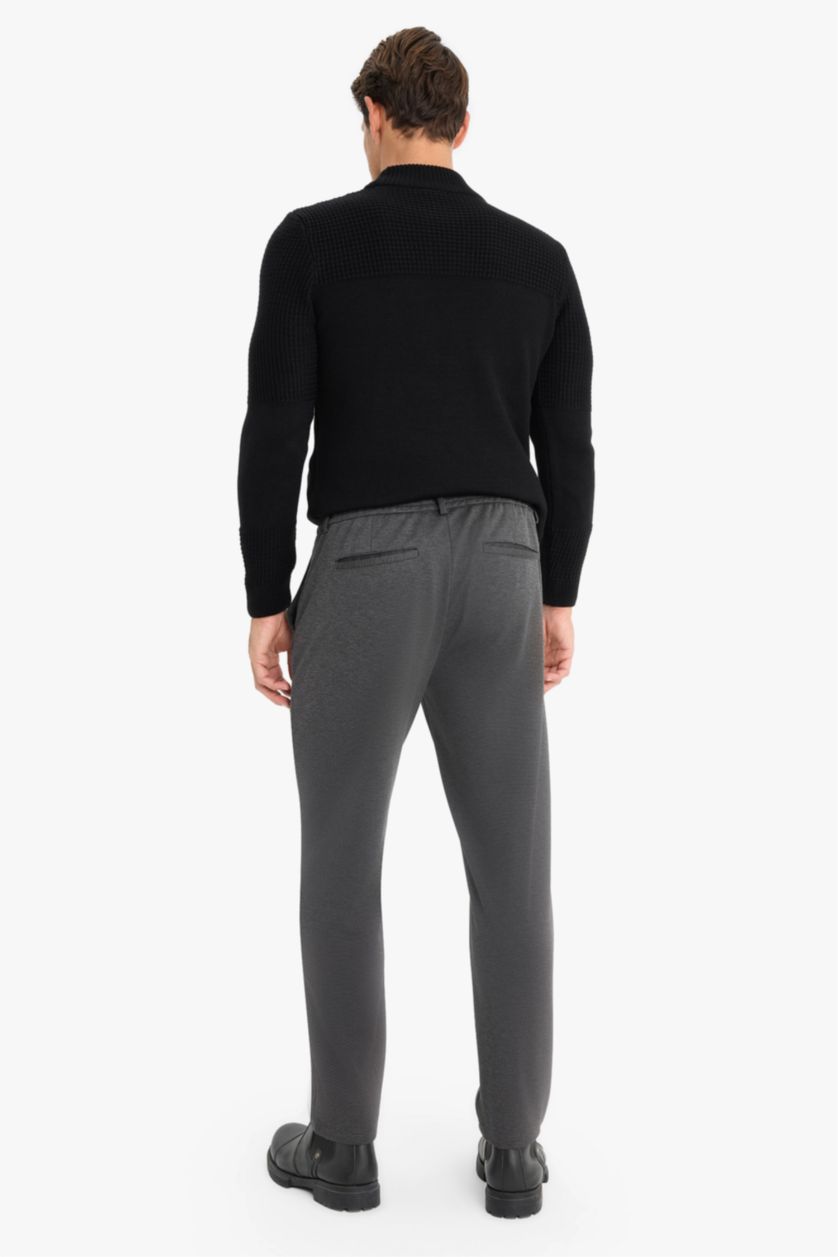 Man Anthracite Basic Straight Leg Summer Fabric Jogger Pants