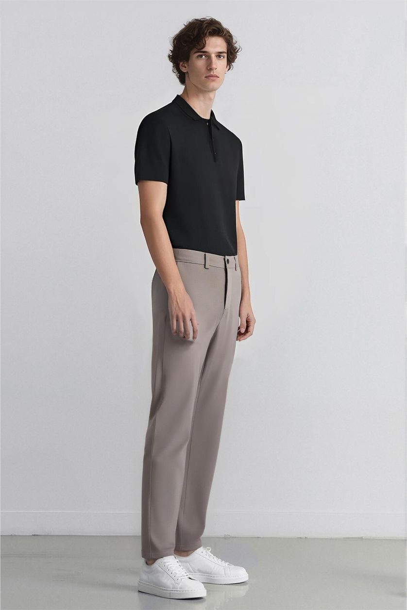 Erkek Bej Jogger Düz Paça Her Yöne Esneyen Kumaş Pantolon