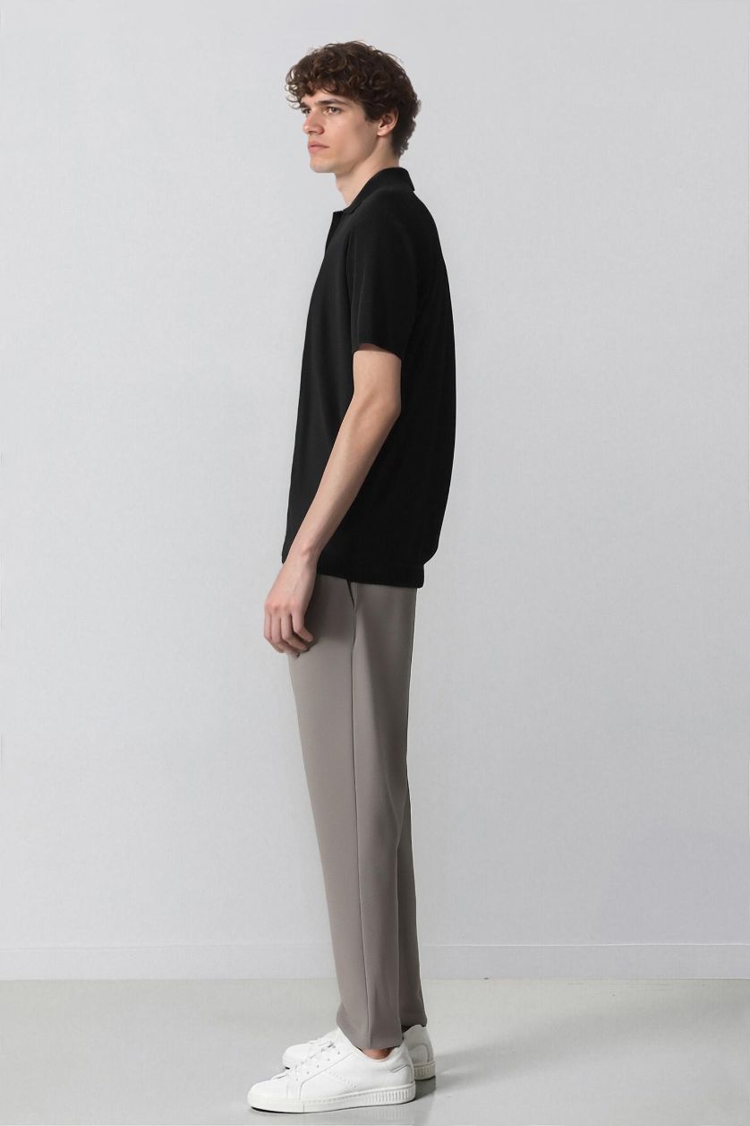 Erkek Bej Jogger Düz Paça Her Yöne Esneyen Kumaş Pantolon