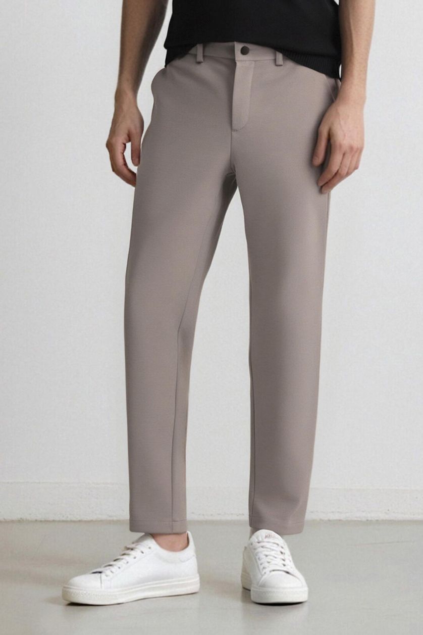 Erkek Bej Jogger Düz Paça Her Yöne Esneyen Kumaş Pantolon