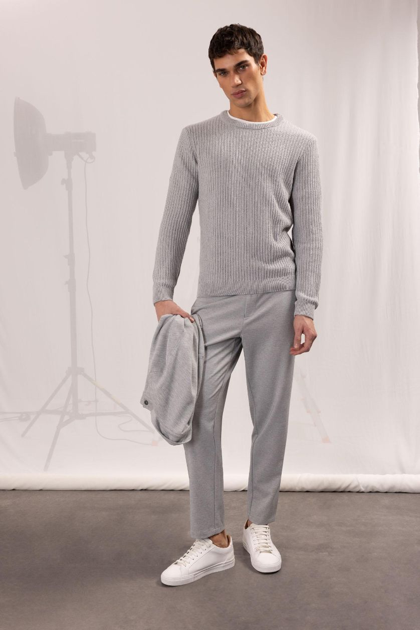 Мужчины Серый меланж Базовые брюки джоггеры