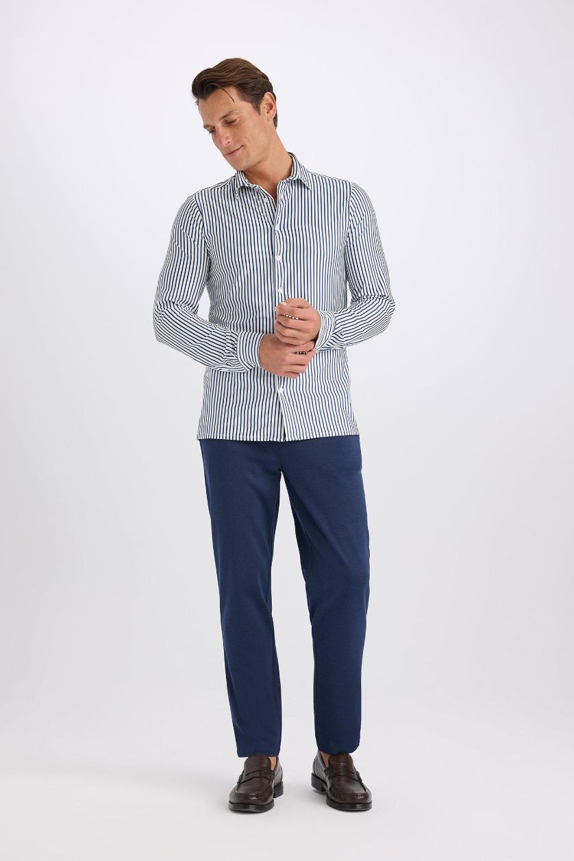 رجالي ميلانج نيلي بنطلون جوجر قماش صيفي بيزك برجل عادية