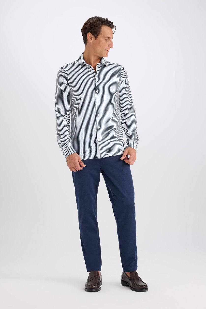 رجالي ميلانج نيلي بنطلون جوجر قماش صيفي بيزك برجل عادية