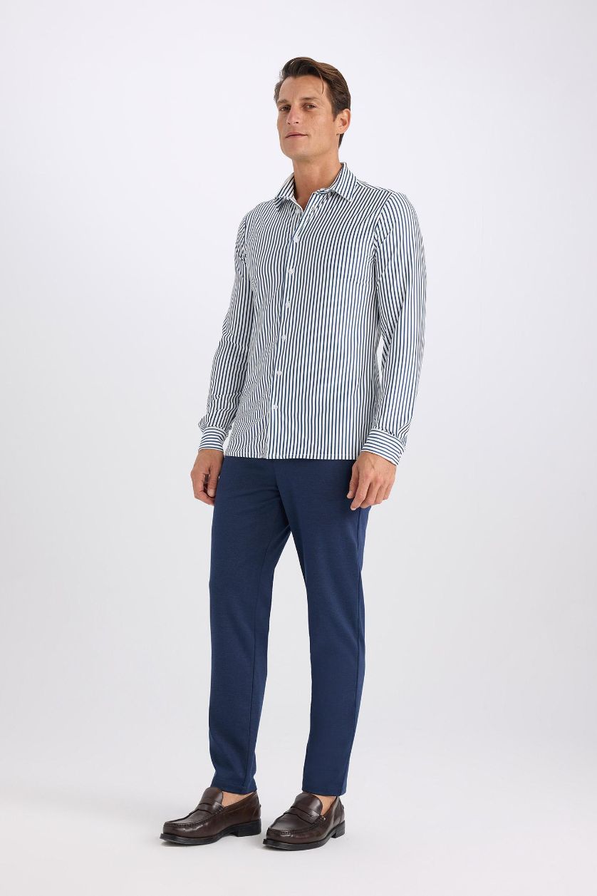 رجالي ميلانج نيلي بنطلون جوجر قماش صيفي بيزك برجل عادية