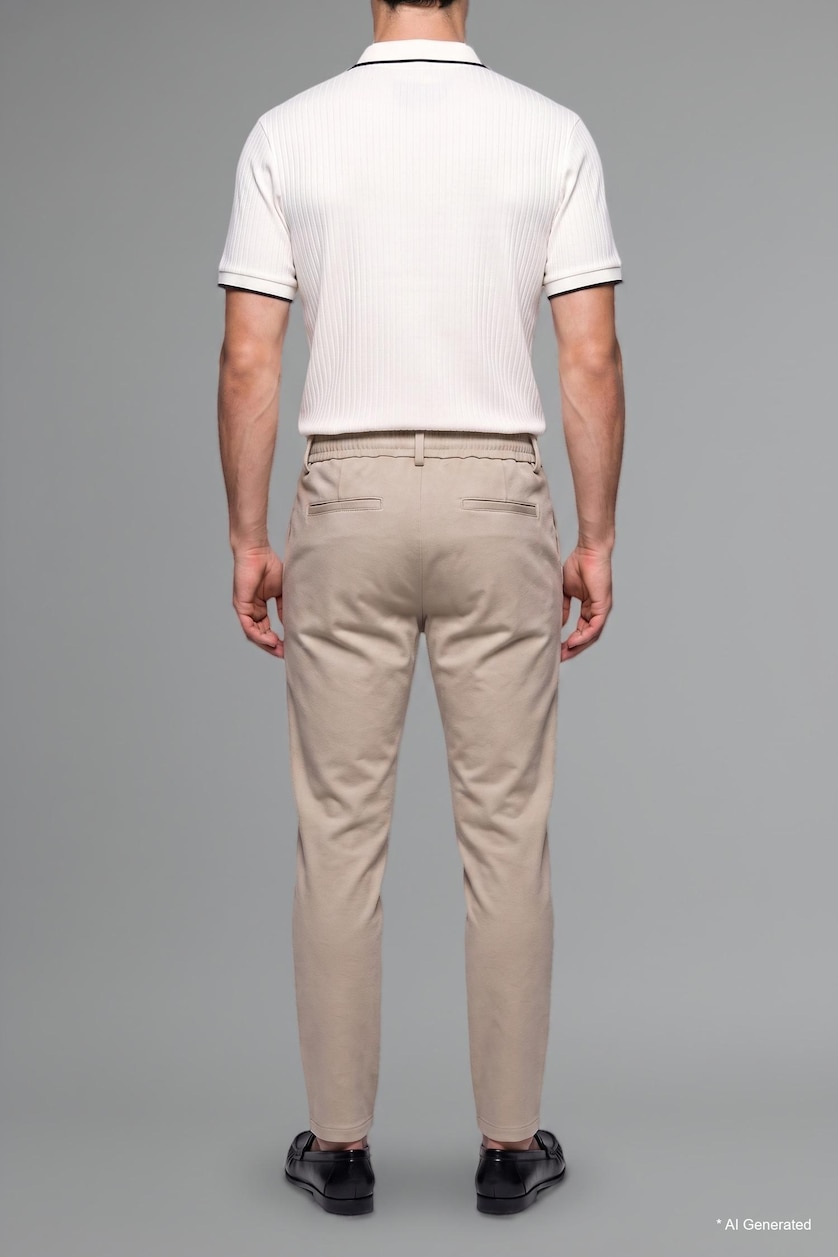 Erkek Bej Taılored Fit Pantolon
